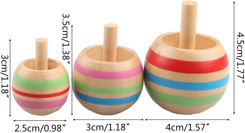 Nostalgisches 6er Set Holzkreisel für Kinder und Erwachsene