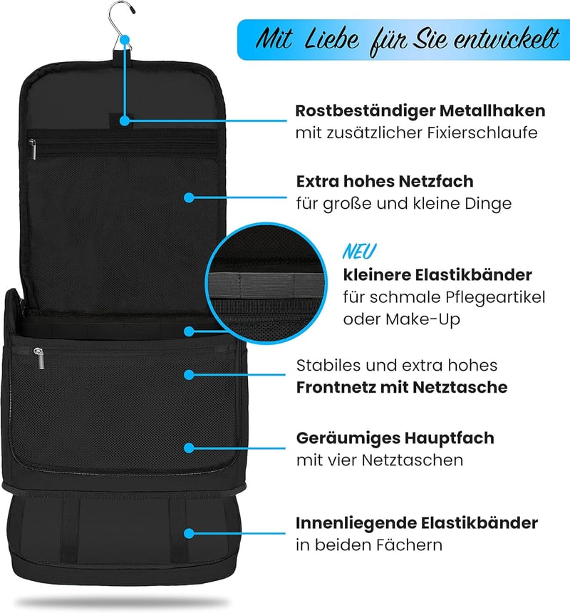 DELWAY XXL Aufhängbarer Kulturbeutel in Premium-Qualität