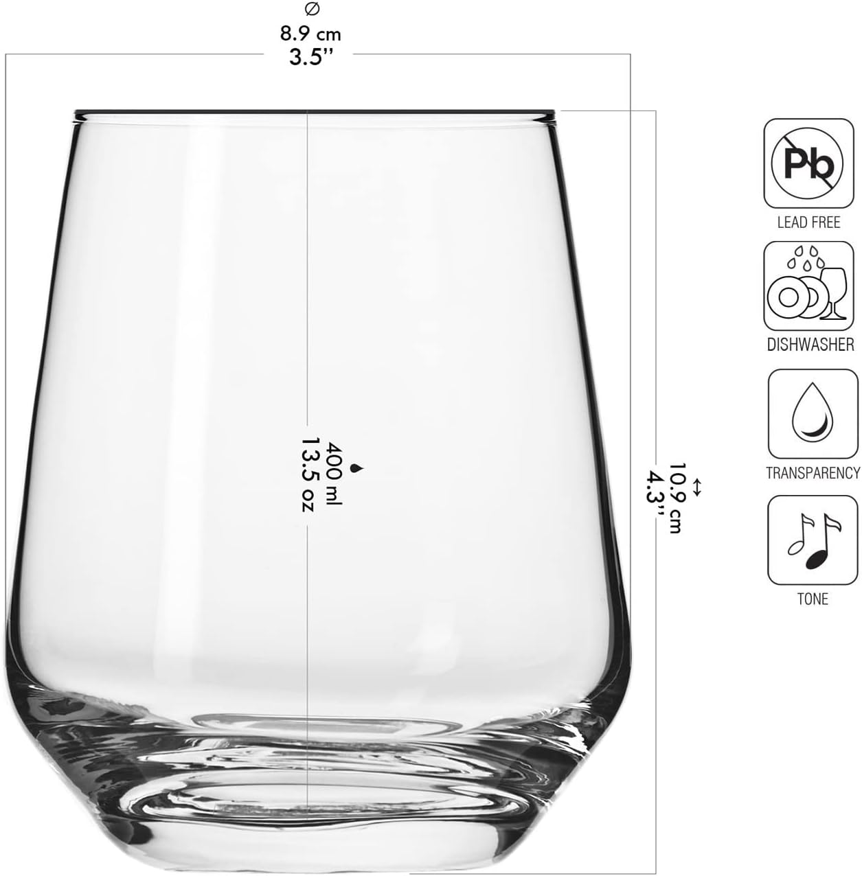 Krosno Wasserglas-Set Splendour, 6 Gläser, 400ml, spülmaschinenfest