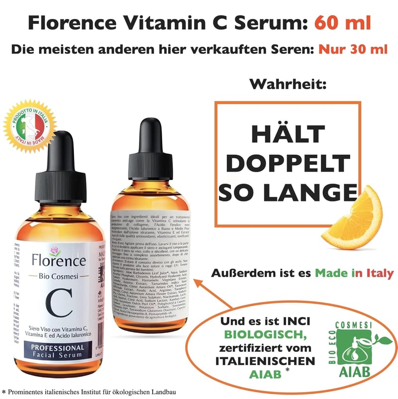 60ml Bio Hyaluron Serum mit Vitamin C & E - Anti-Aging Gesichtsserum