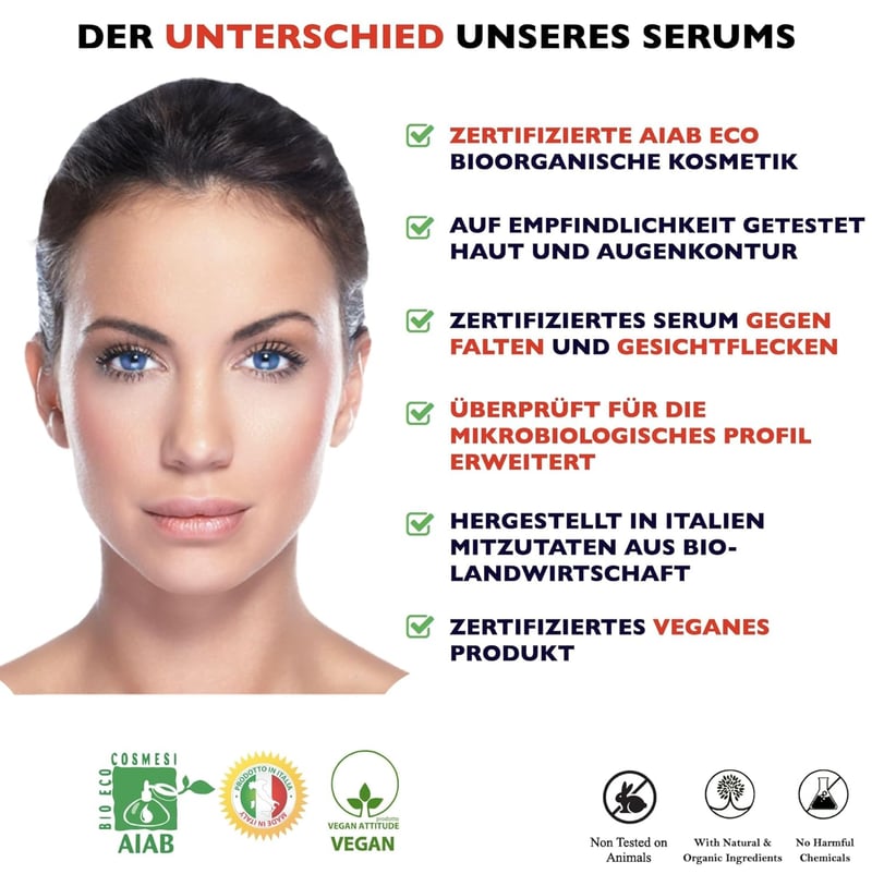 60ml Bio Hyaluron Serum mit Vitamin C & E - Anti-Aging Gesichtsserum