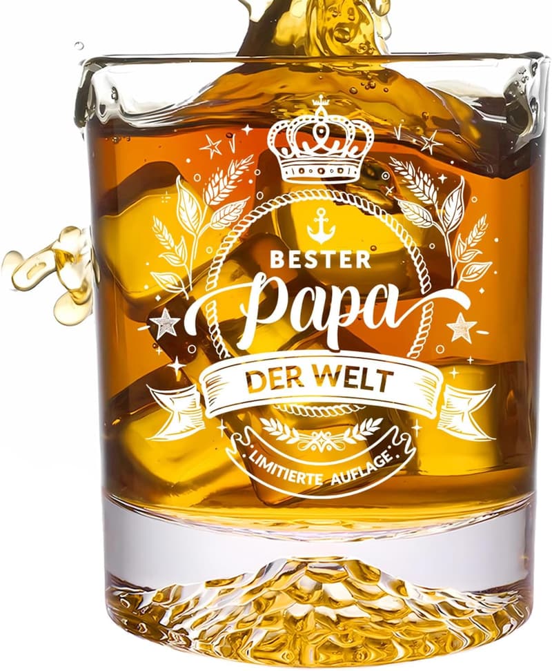 Personalisierte Whiskeygläser mit Gravur für Papa Geburtstag