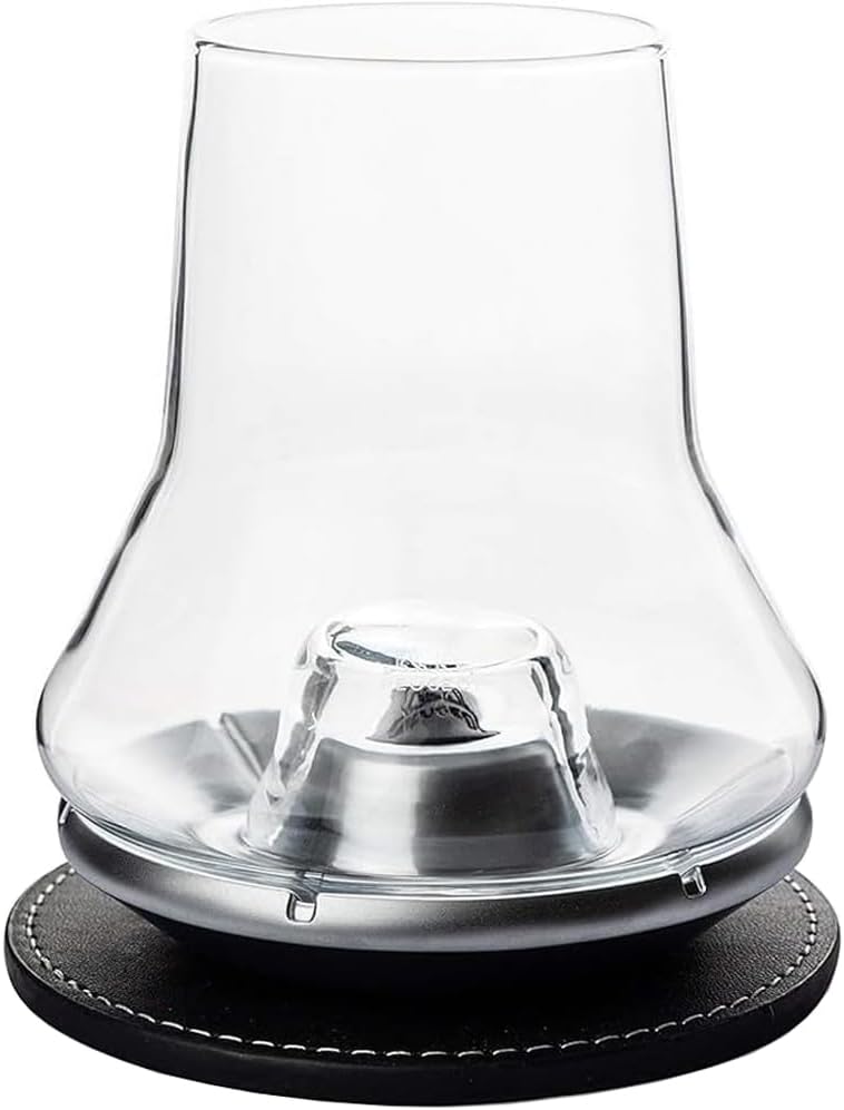 PEUGEOT Whisky Glas Set mit Metallfuß und Untersetzer, 38 cl