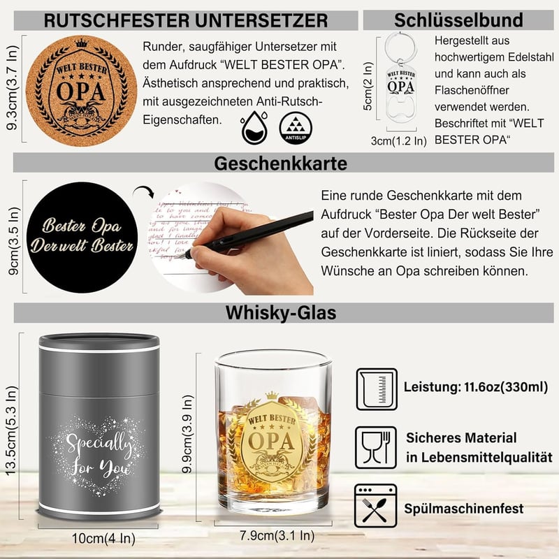 Personalisierte Whiskygläser für Opa – Geburtstagsgeschenk oder Vatertag