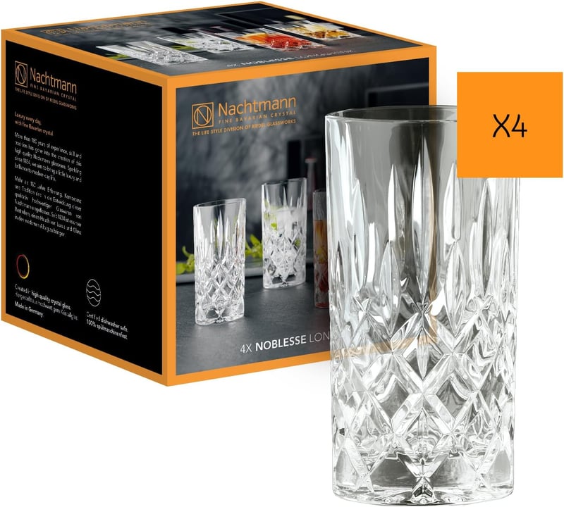Nachtmann Noblesse Longdrinkgläser Set aus Kristall, 4 Stück, 395 ml