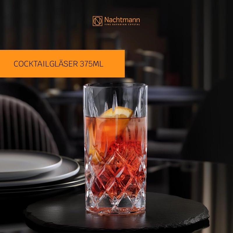 Nachtmann Noblesse Longdrinkgläser Set aus Kristall, 4 Stück, 395 ml