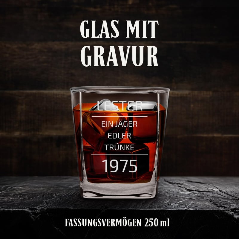 Personalisierbares Whiskyglas mit Gravur - 250 ml - Geschenk für Männer