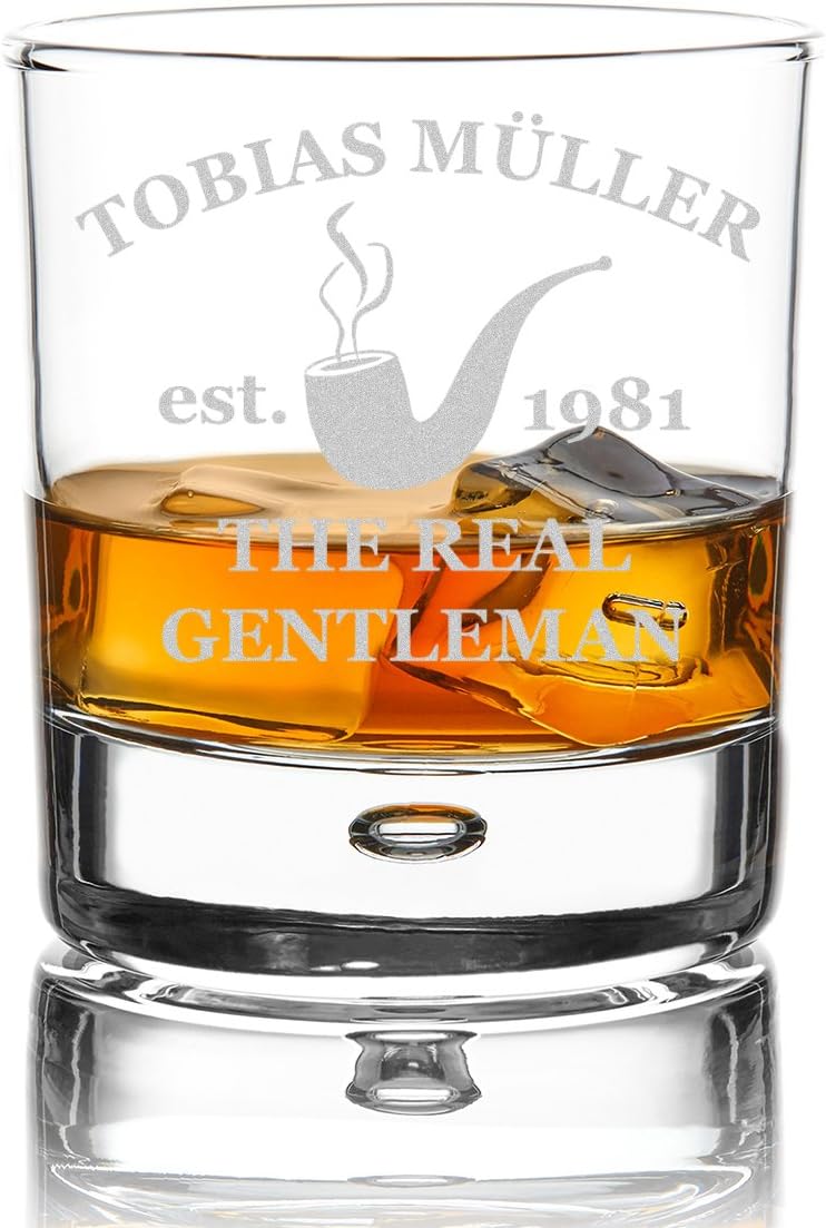Personalisierte Whiskygläser 330 ml für Männer – Gravur mit Motiv Real Gentleman