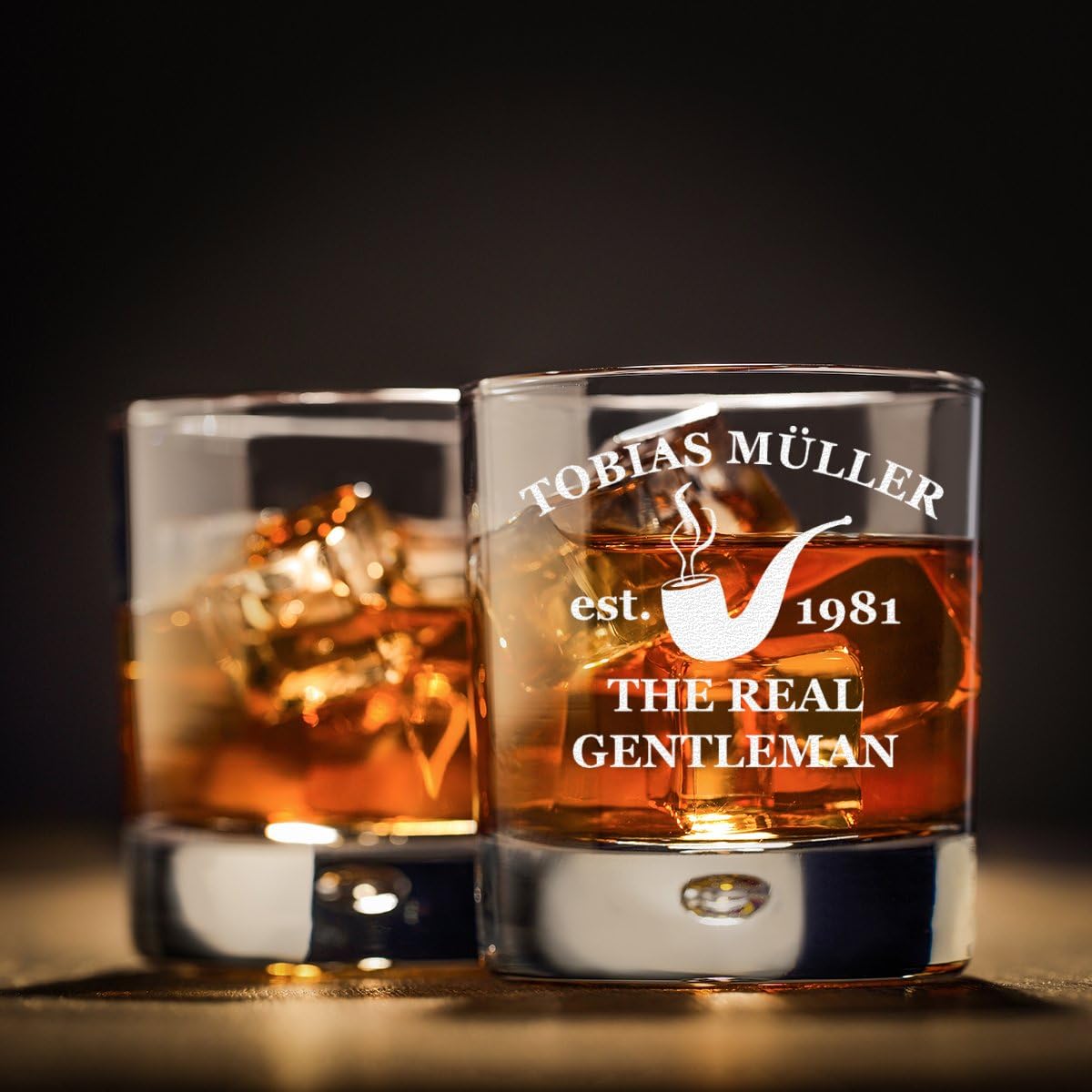 Personalisierte Whiskygläser 330 ml für Männer – Gravur mit Motiv Real Gentleman