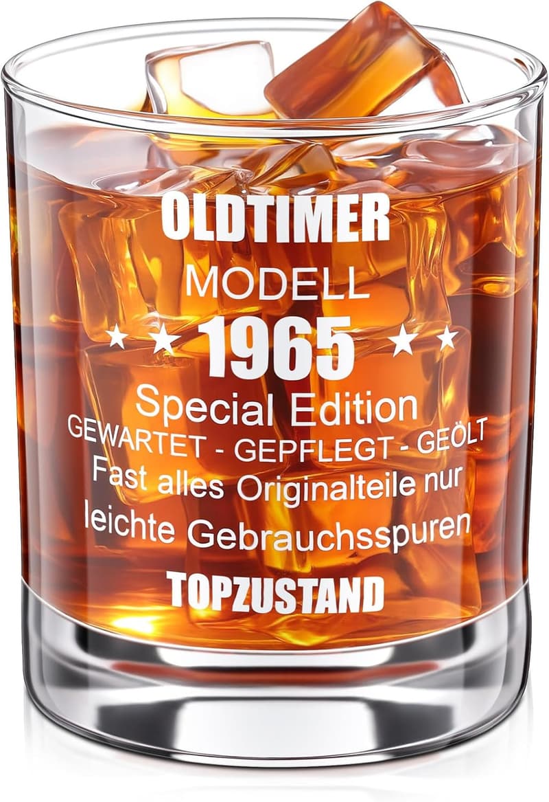 Whisky Glas mit Gravur zum 60. Geburtstag für Männer 1965
