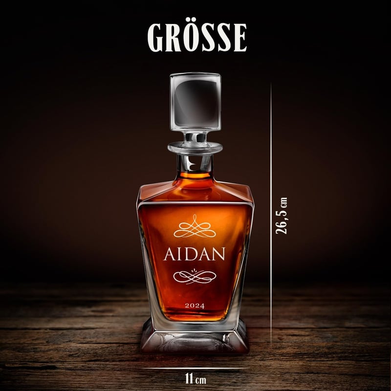 Gravierte Whisky Karaffe 800 ml – Personalisierter Dekanter für Männer