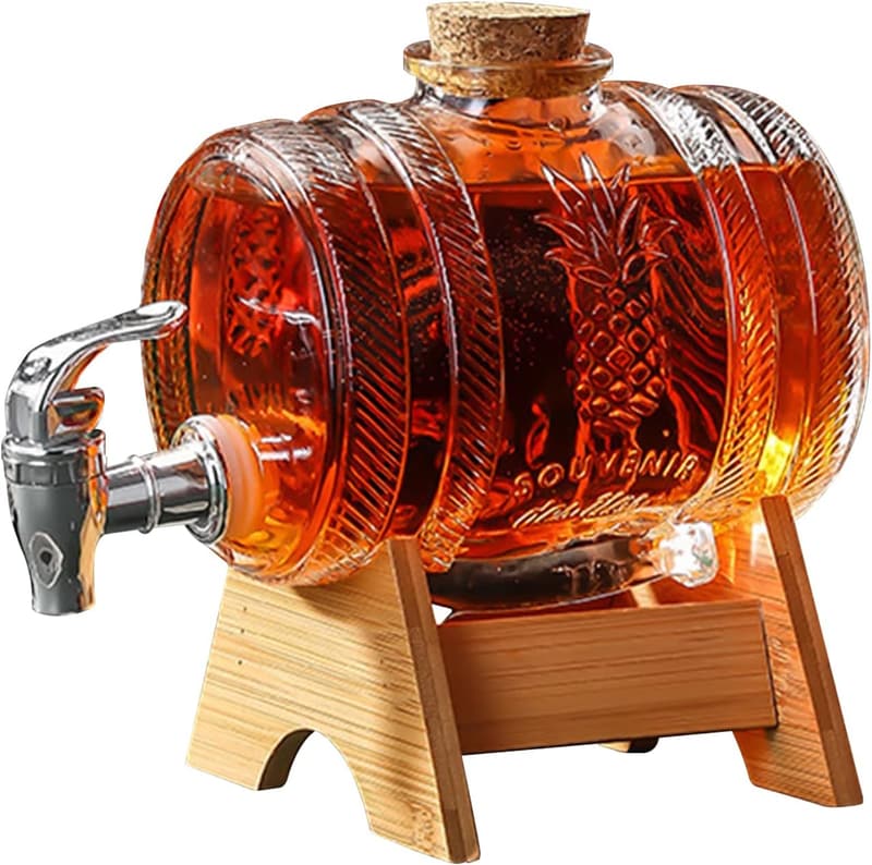 Whisky Dekanter Set 1L mit Holzständer – Geschenk für Männer
