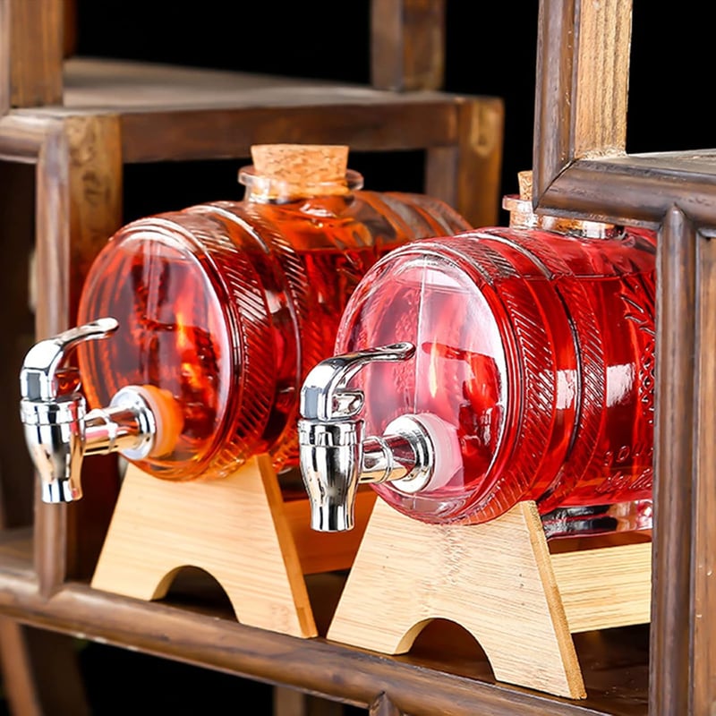 Whisky Dekanter Set 1L mit Holzständer – Geschenk für Männer