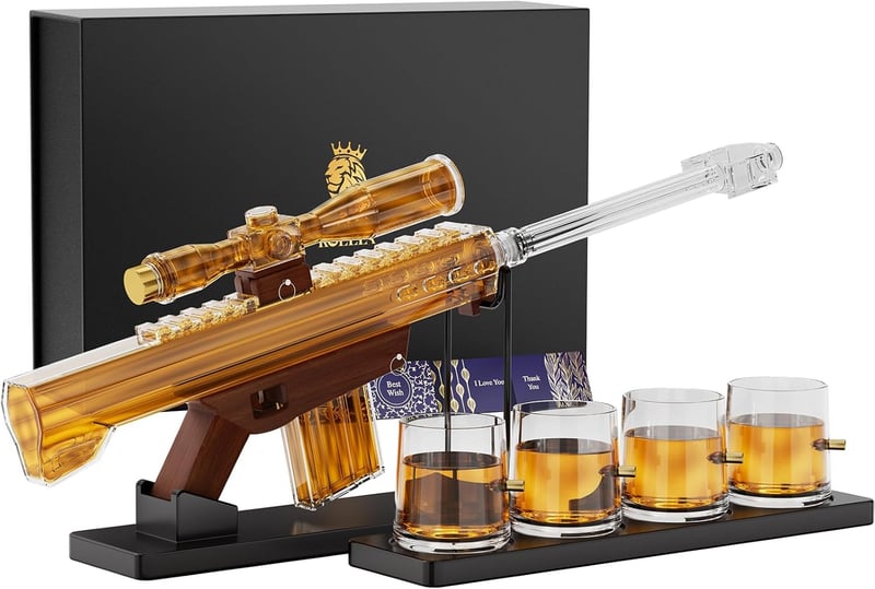 Whiskey Dekanter Set mit 4 Gläsern - Perfektes Herren-Geschenk zum Jahrestag