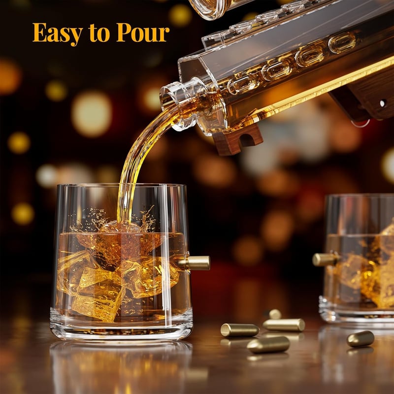 Whiskey Dekanter Set mit 4 Gläsern - Perfektes Herren-Geschenk zum Jahrestag