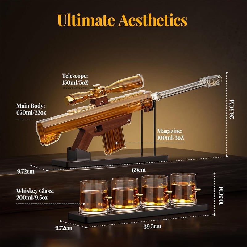Whiskey Dekanter Set mit 4 Gläsern - Perfektes Herren-Geschenk zum Jahrestag