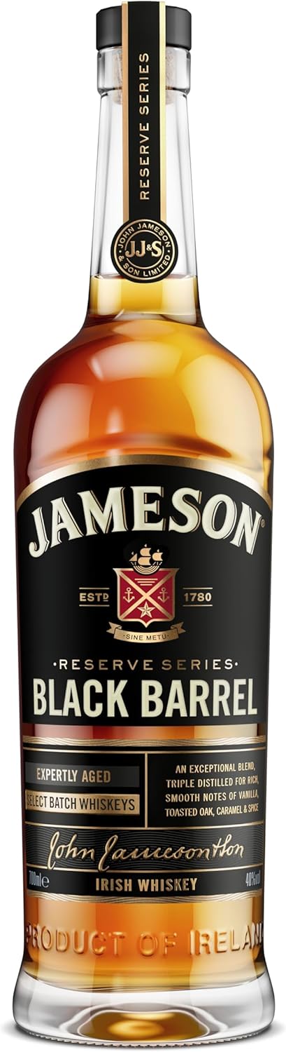 Jameson Black Barrel Irish Whiskey – Blended mit Single Pot Still – 0,7 l