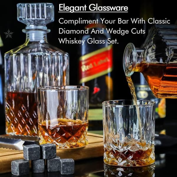 Whiskey Dekanter Set für Männer mit 6 Gläsern und kühlenden Steinen