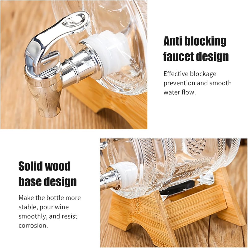 Whisky Dekanter Set mit 3L Karaffe und Holzständer für Männer
