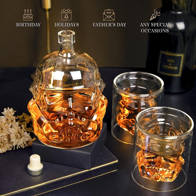 Whiskey Decanter Set mit 2 Gläsern, 750 ml – Geschenke für Männer