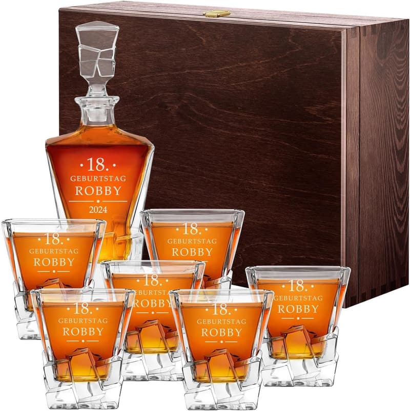 Luxuriöses 950 ml Whisky Dekanter Set mit Gravur für Männer