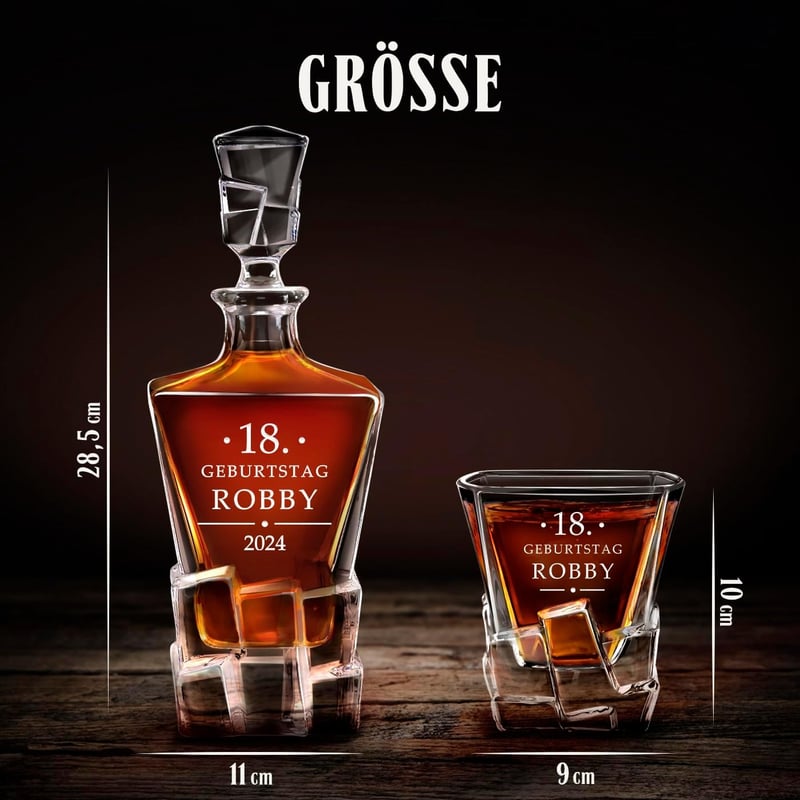 Luxuriöses 950 ml Whisky Dekanter Set mit Gravur für Männer