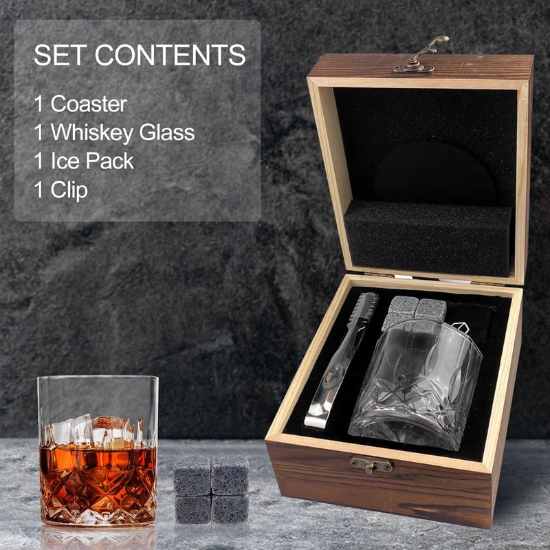 Whisky-Set mit Gläsern und Steinen für Männer, ideal zum Geburtstag