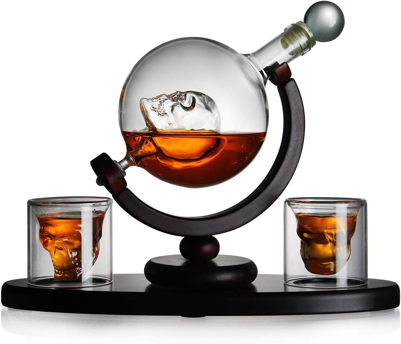 Whiskyset mit Totenkopfkaraffe und 2 Gläsern – Geschenk für Männer