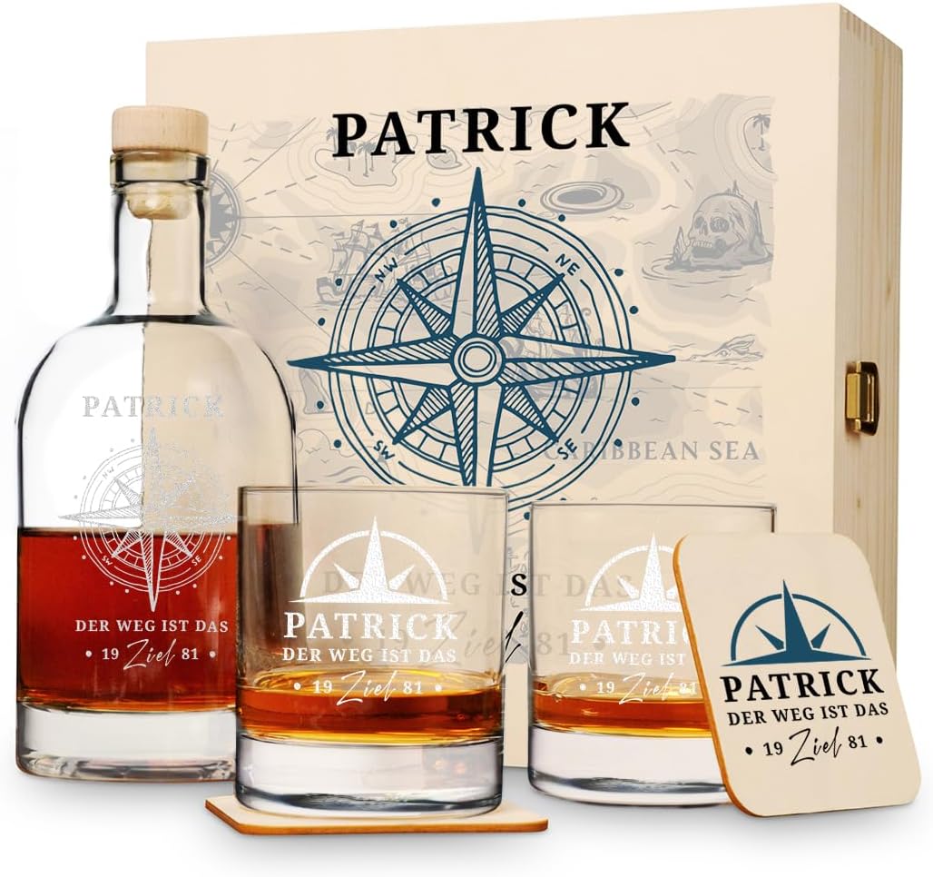 Personalisierter Whisky Set mit Gravur - Geburtstagsgeschenk für Männer
