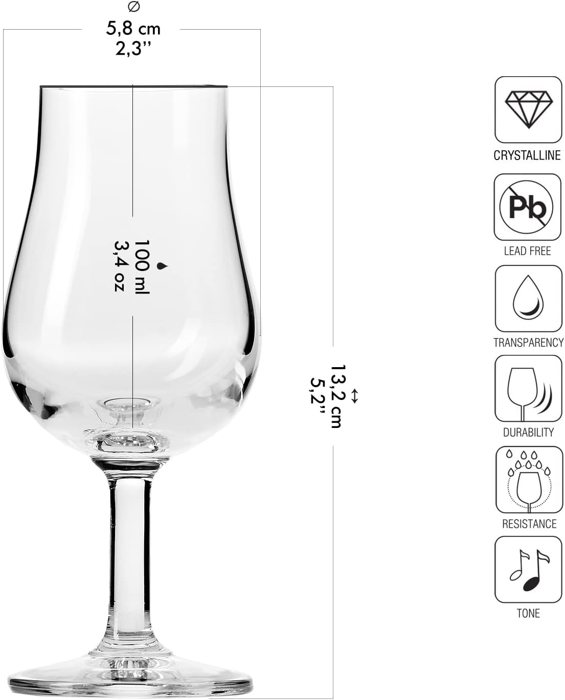 Krosno Whisky Verkostungs-Gläser Set aus 6 | 100 ML | Spülmaschinenfest