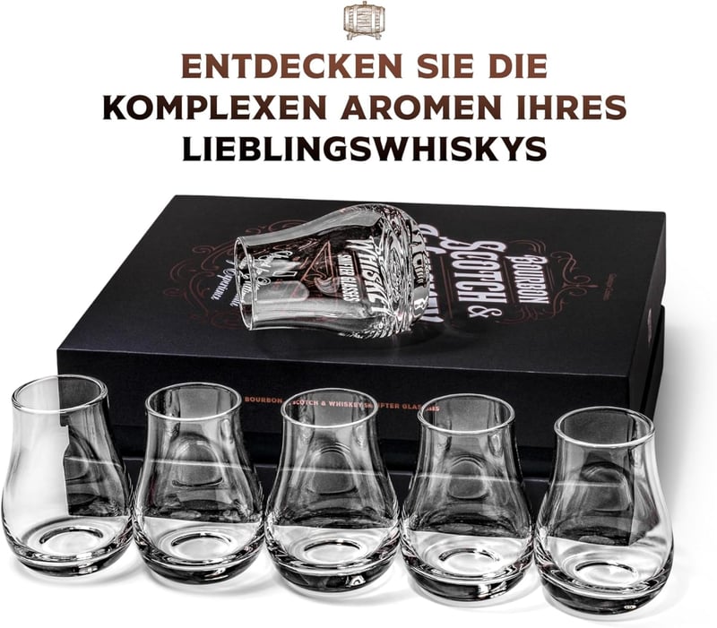 Whiskeygläser Set für Männer | 6x 100 ml Kristall Tumbler zum Verkosten