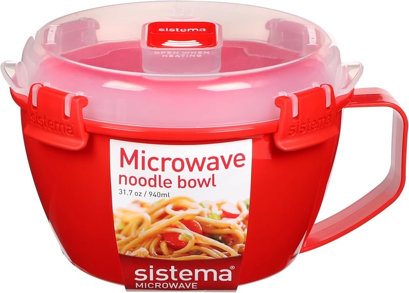 Mikrowellenfeste Nudelschüssel mit Deckel, 940 ml, rot