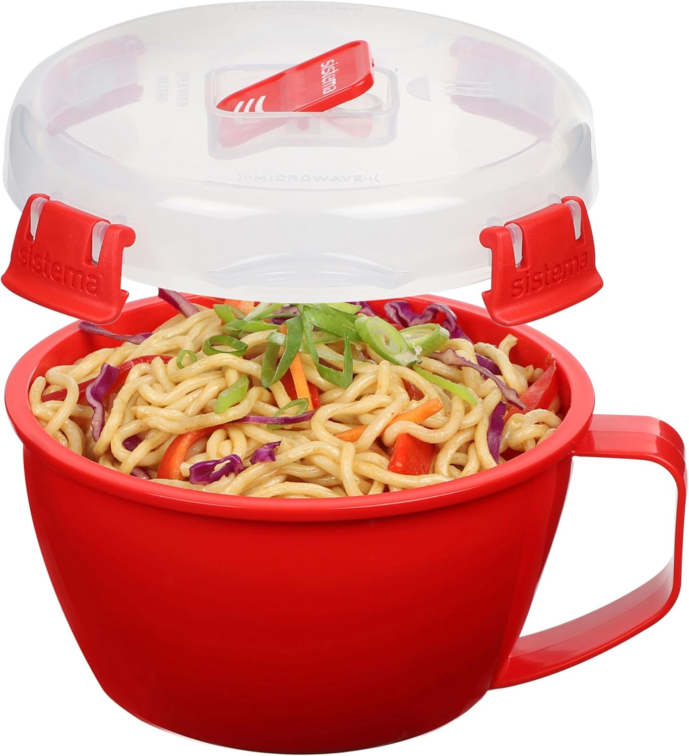 Mikrowellenfeste Nudelschüssel mit Deckel, 940 ml, rot