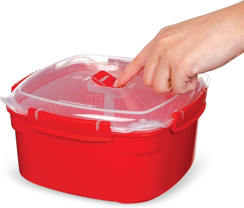 Mikrowellen-Dampfgarer 2,4 l mit herausnehmbarem Einsatz, BPA-frei, rot