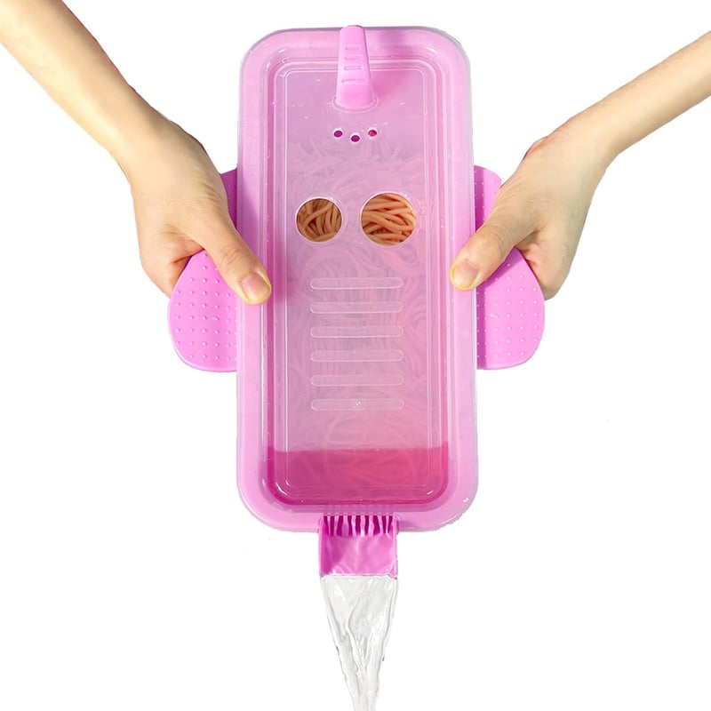 Mikrowellen Pasta Container 68 OZ mit Sieb - Elefantenform (Lila)