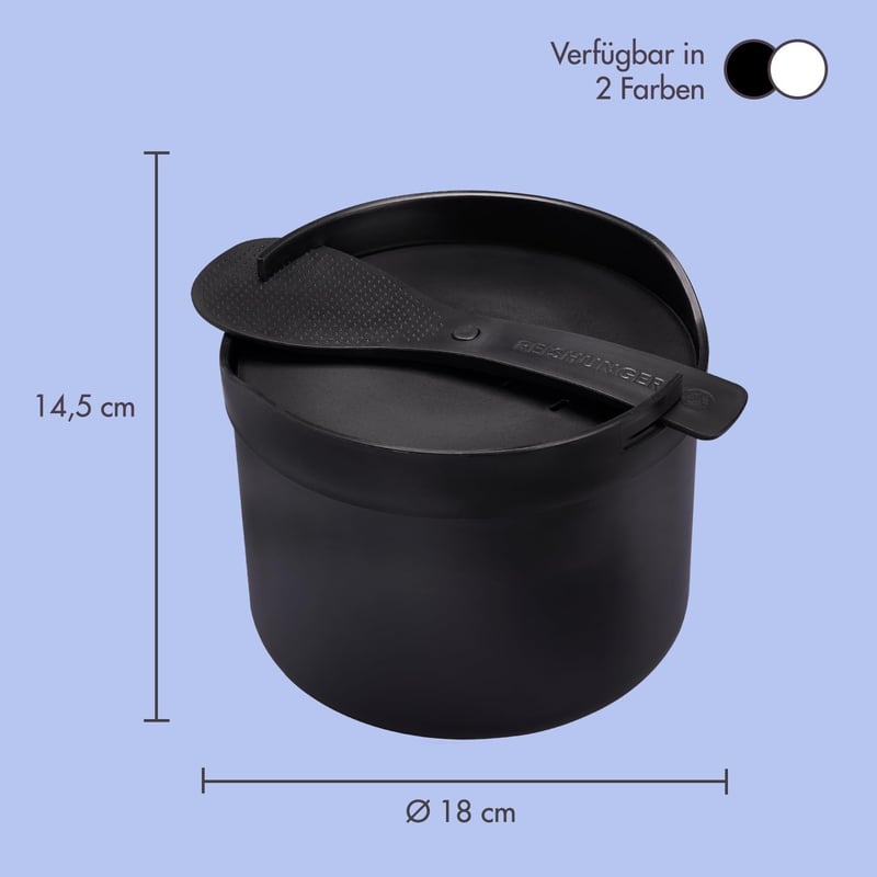 Reiskocher für perfekt gegarten Reis in 12 Minuten, 1,7 l - Schwarz