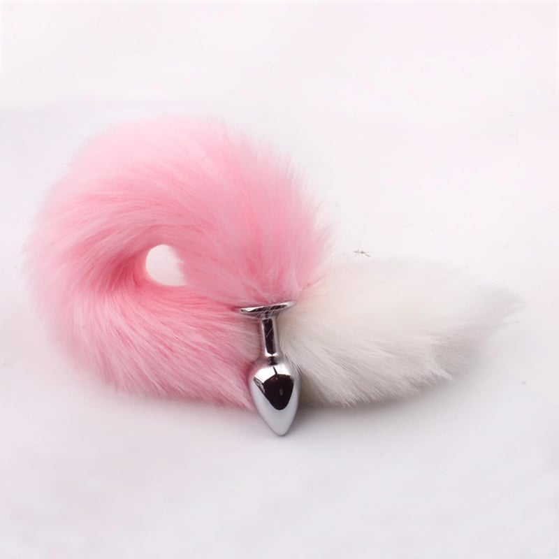 Fuchsschwanz Analplug aus Edelstahl für Cosplay und SM, rosa