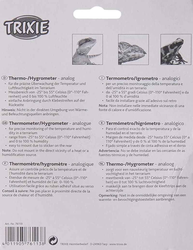 Trixie Analoges Thermo-/Hygrometer, 7,5 cm Durchmesser