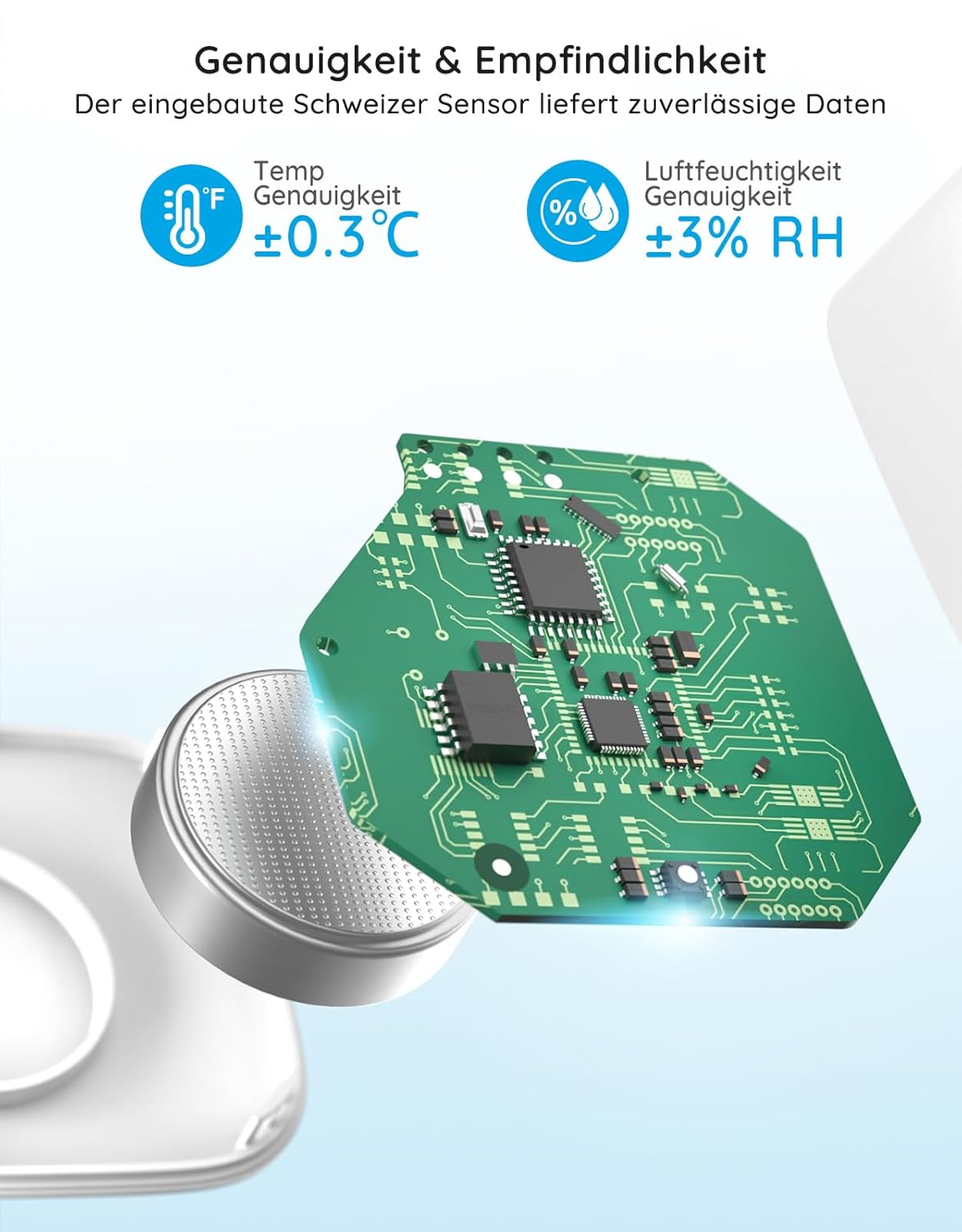Intelligentes Bluetooth-Thermometer-Hygrometer mit App-Benachrichtigung für das Schlafzimmer und Gewächshaus