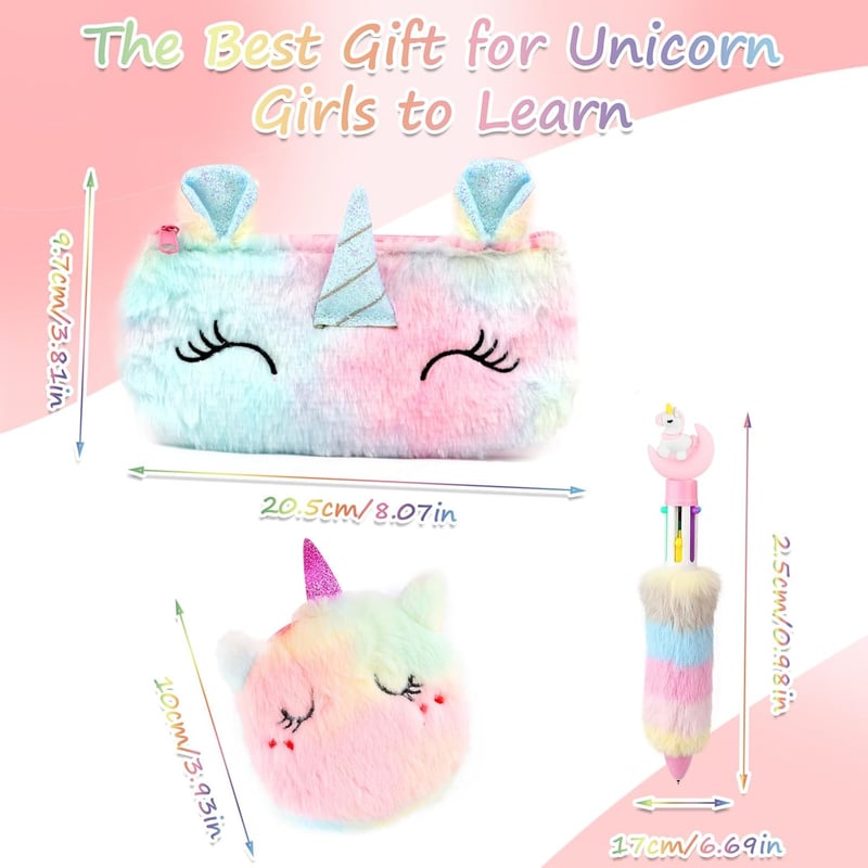 Einhorn Tagebuch mit Schloss für Mädchen, A5 Notizbuchset in Rosa