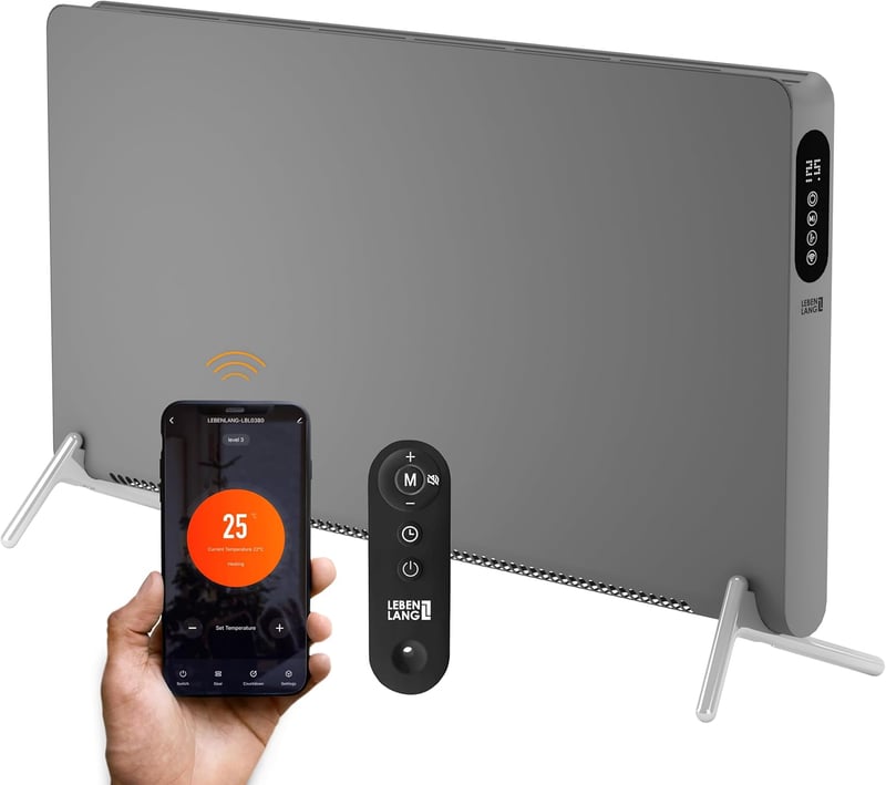 Energiesparende Elektroheizung mit WiFi & App für Wand- oder Standmontage