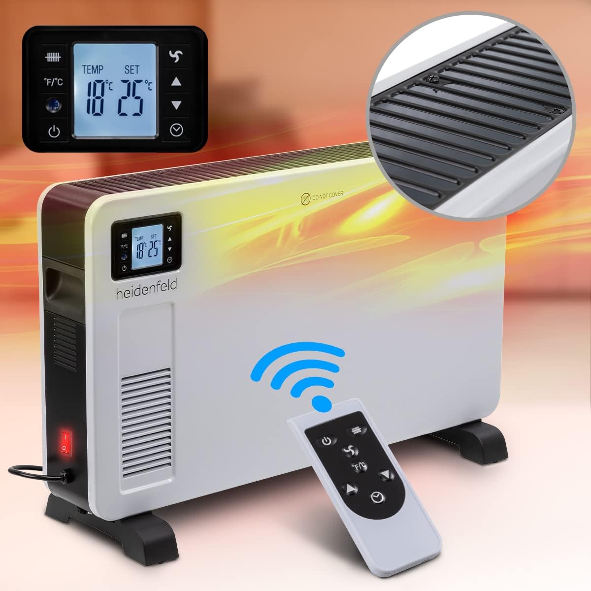 Heidenfeld Elektrische Konvektorheizung EK100 - 2300W, für bis 40 m²