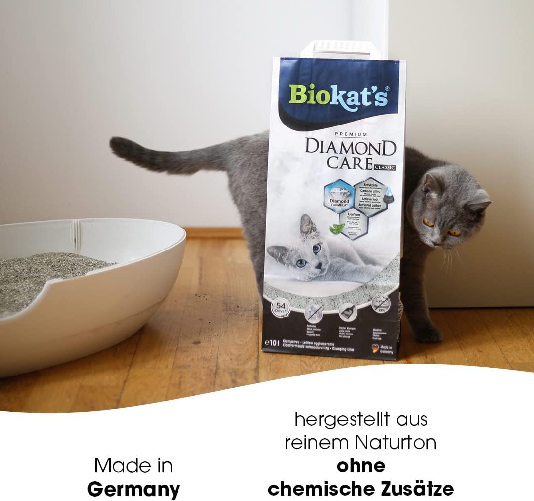 Biokat's Diamond Care Classic Katzenstreu mit Aktivkohle - 10L