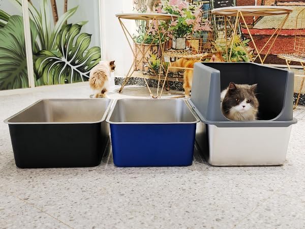 Große Edelstahl-Katzentoilette 60x40x20 cm - geruchslos & rostfrei