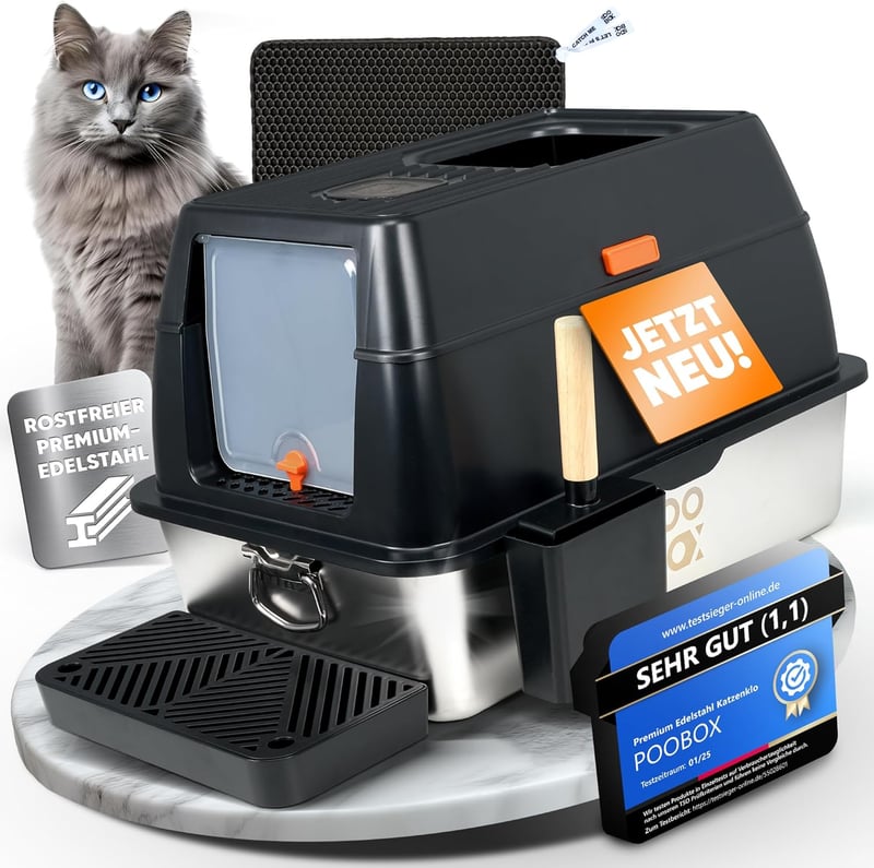 Katzenklo aus Edelstahl mit Deckel – Geruchsfrei & hygienisch für alle Katzen