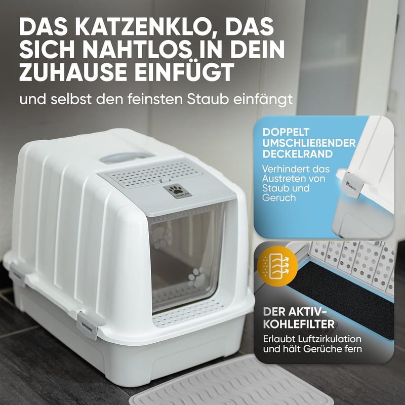 XXL Katzenklo mit Deckel und Aktivkohlefilter für saubere Katzen