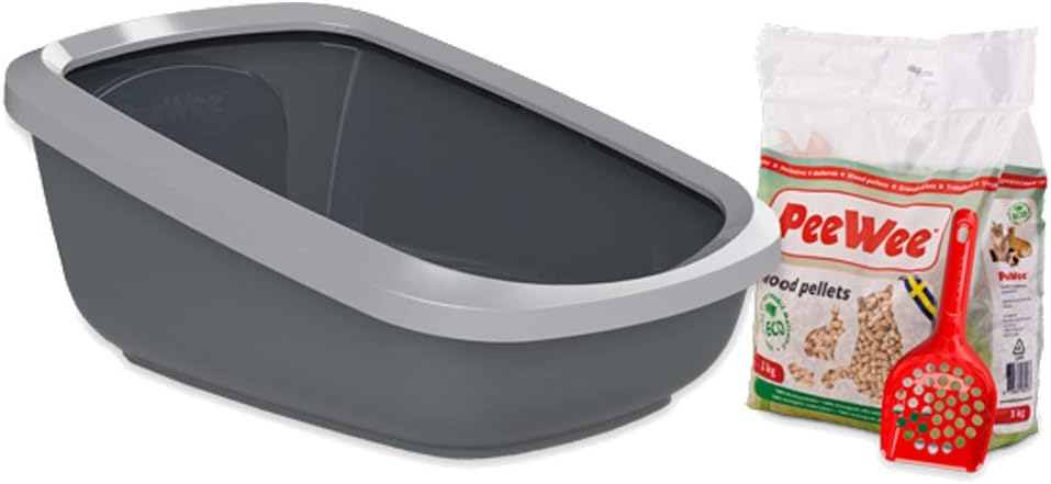 PeeWee Katzentoilette EcoGranda mit 3 kg Streu, grau