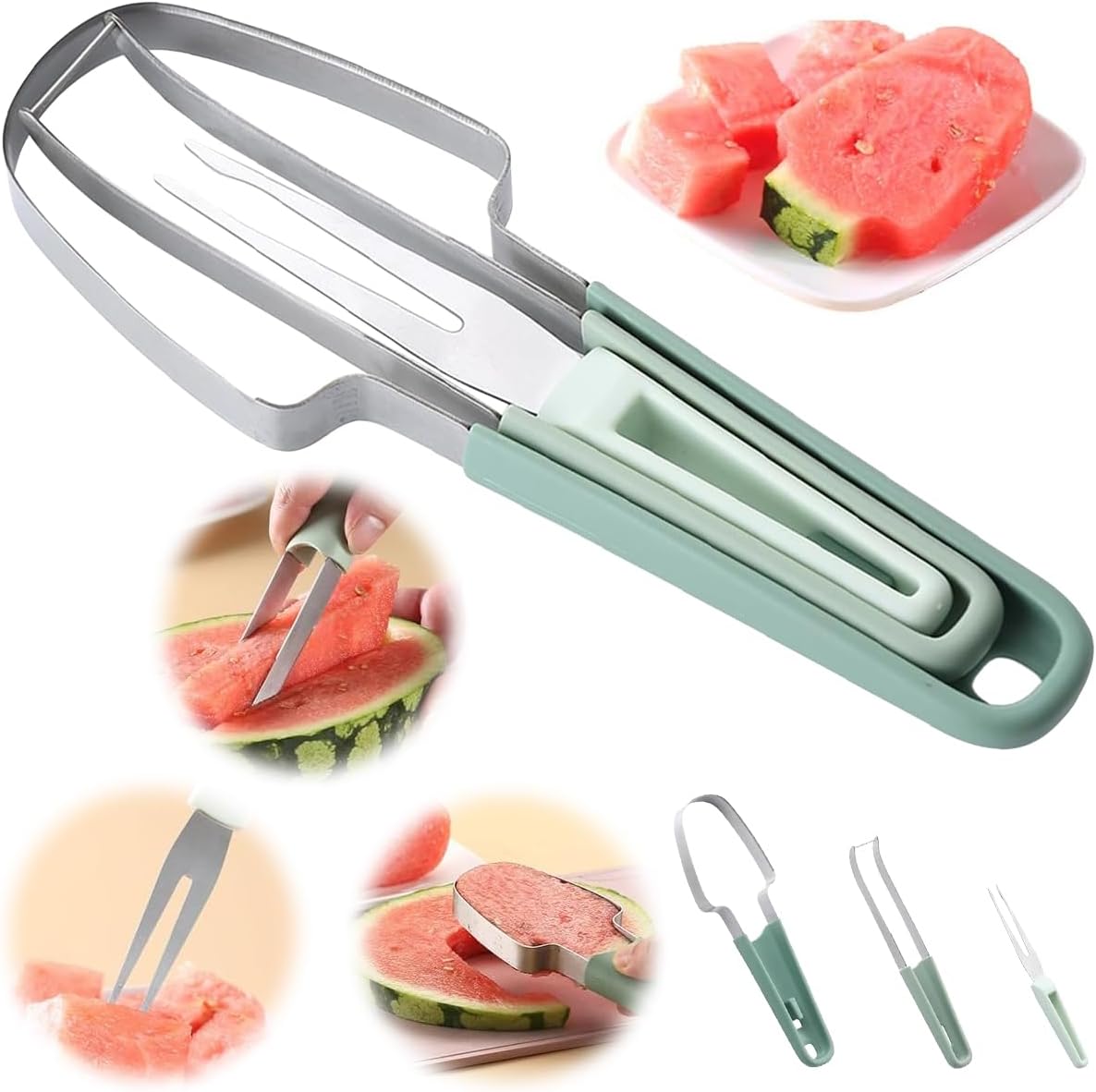 3-in-1 Melonenschneider aus Edelstahl für Obst und Sommerfrüchte