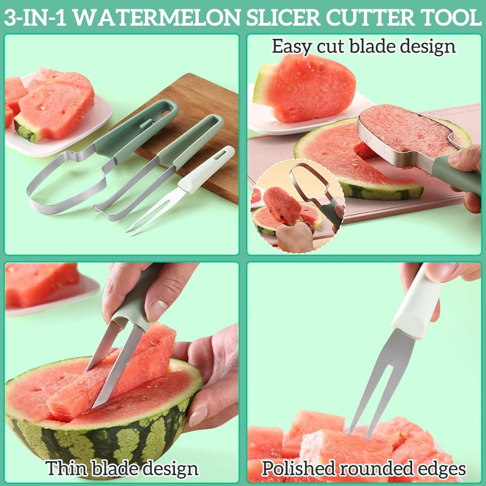 3-in-1 Melonenschneider aus Edelstahl für Obst und Sommerfrüchte