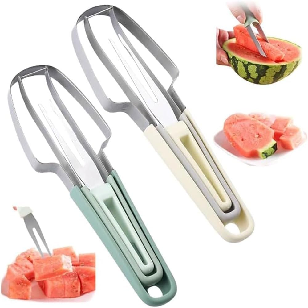 Wassermelonen-Gabelschneider aus Edelstahl im 2er Set